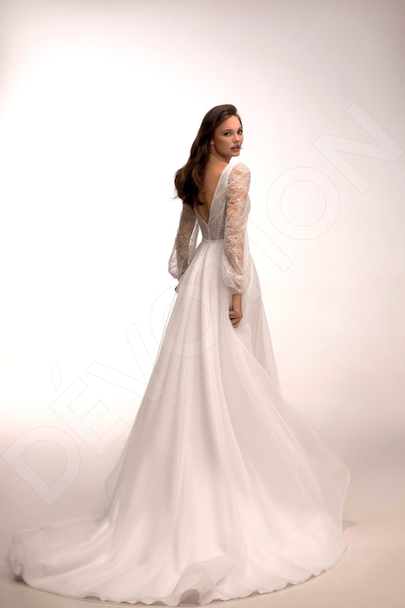 Raya A-line Deep V-neck Ivory Wedding dress