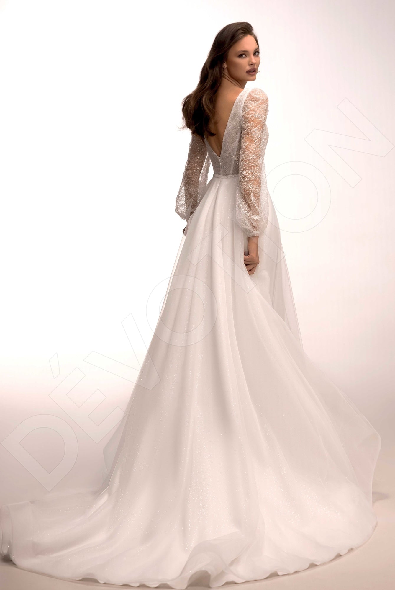 Raya A-line Deep V-neck Ivory Wedding dress