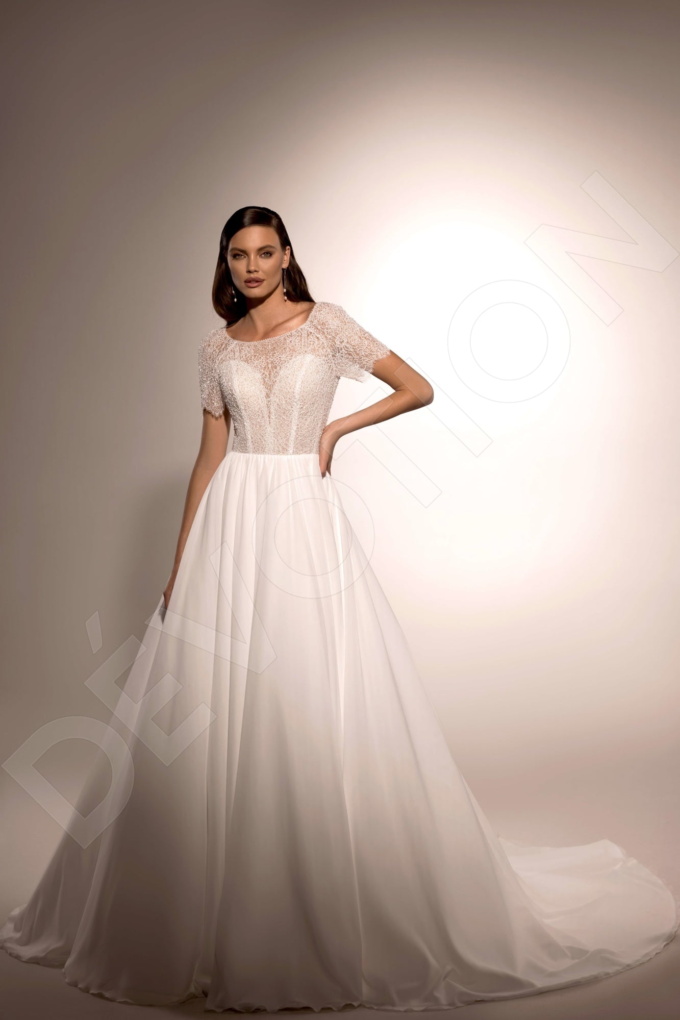 Ria A-line Jewel Ivory Wedding dress