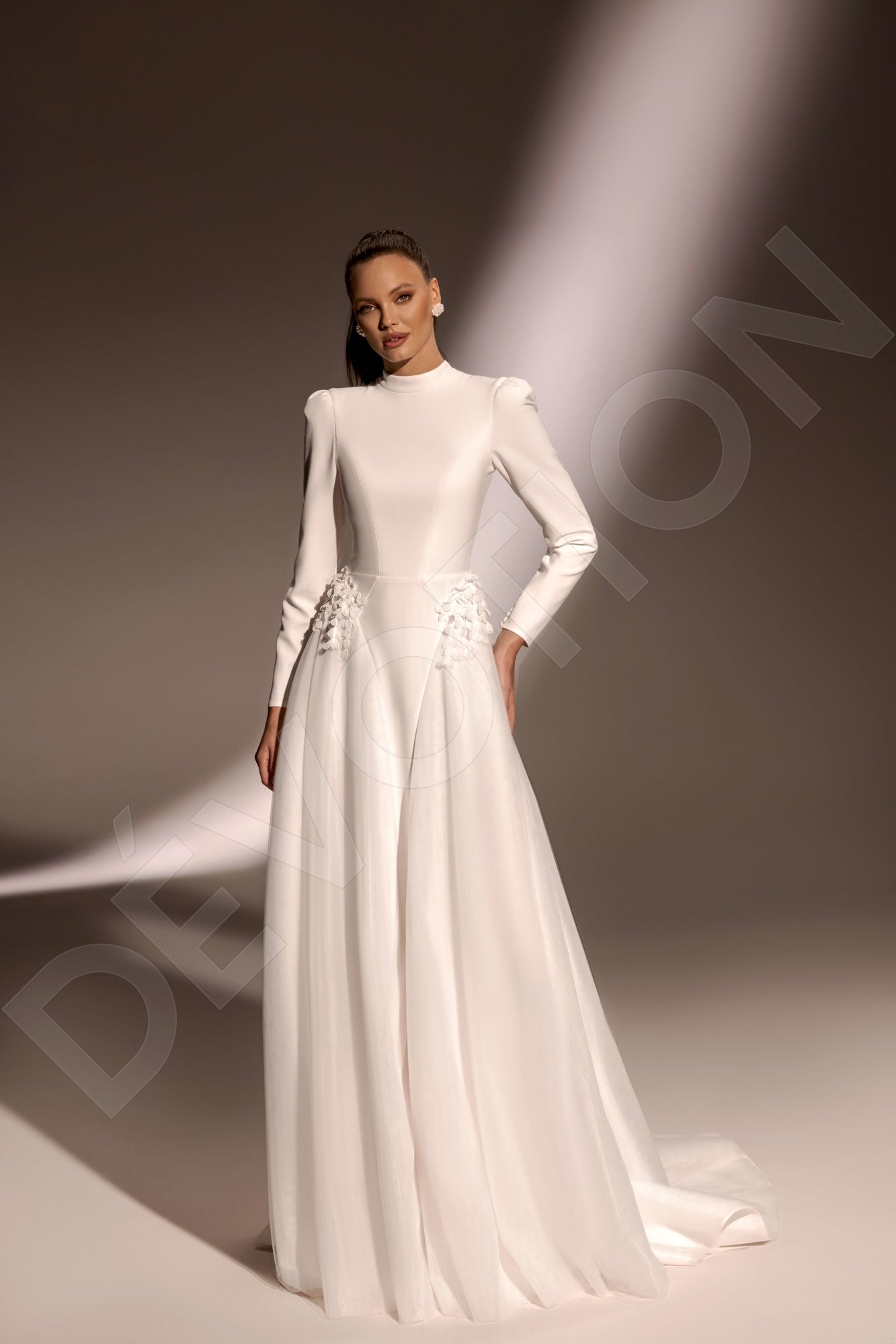 Shelbina A-line High neck Ivory Wedding dress