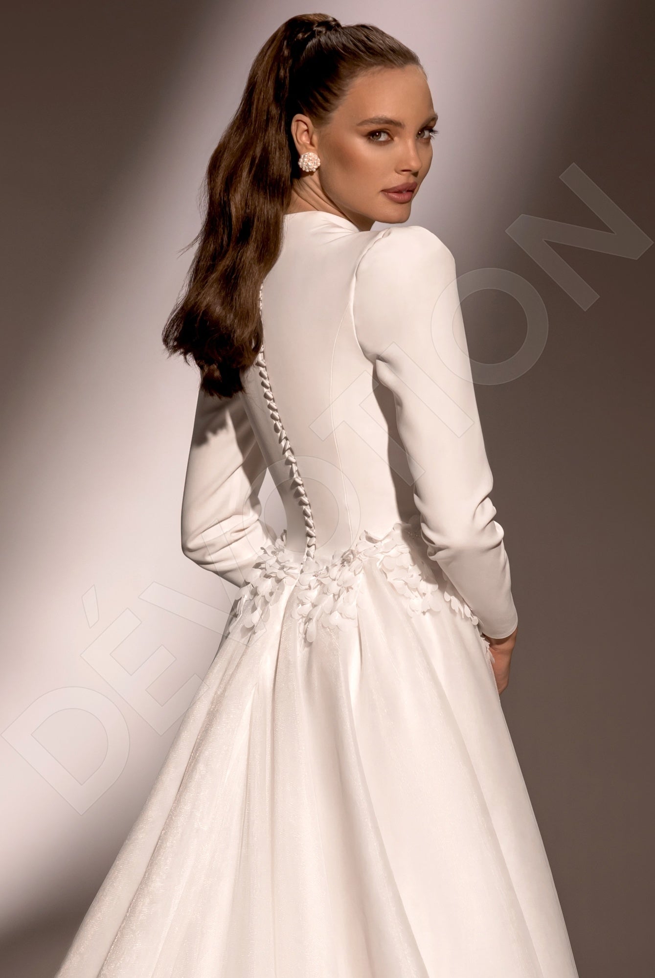 Shelbina A-line High neck Ivory Wedding dress