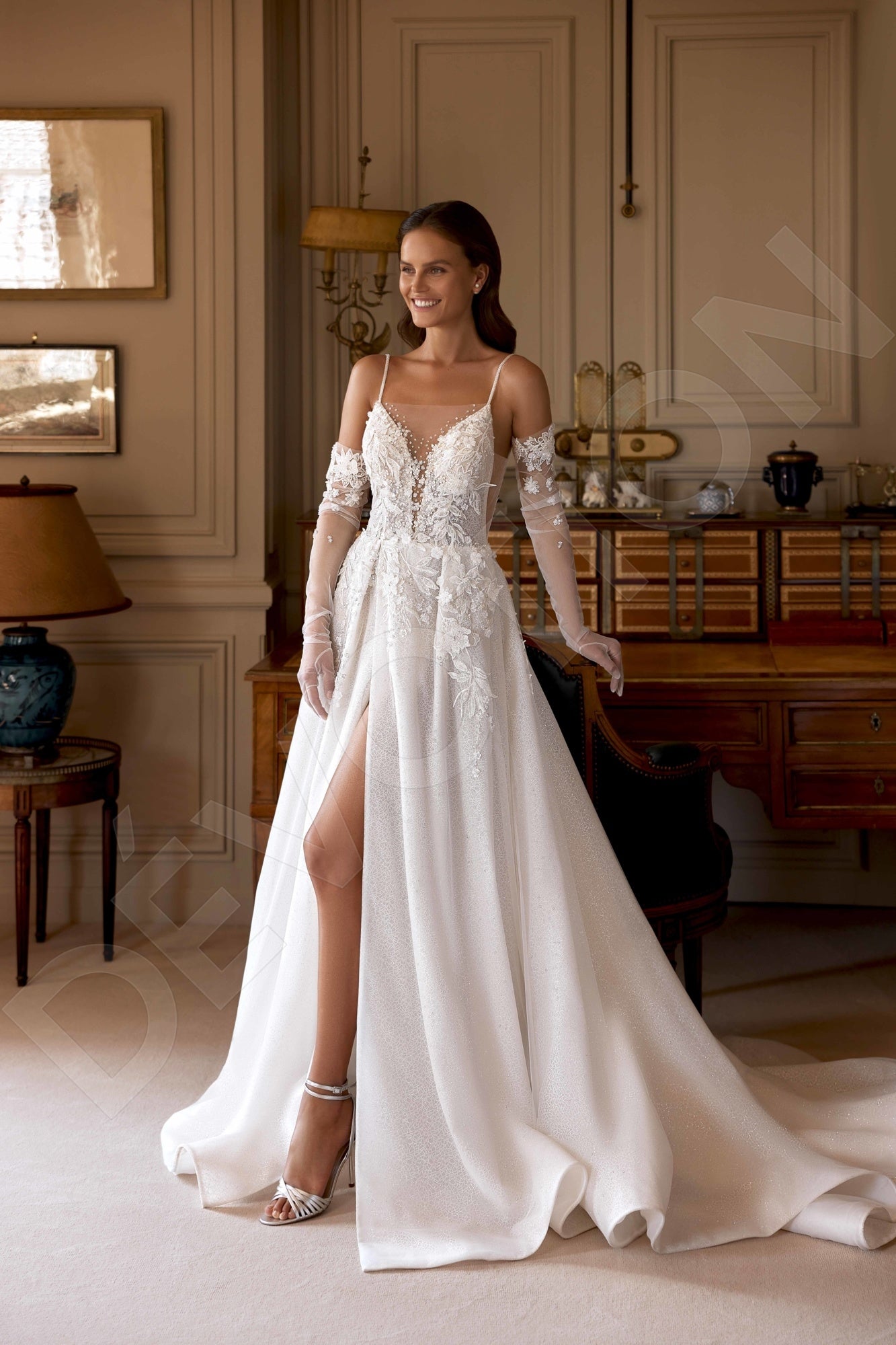 Dorinele A-line Illusion Ivory/Nude Wedding dress