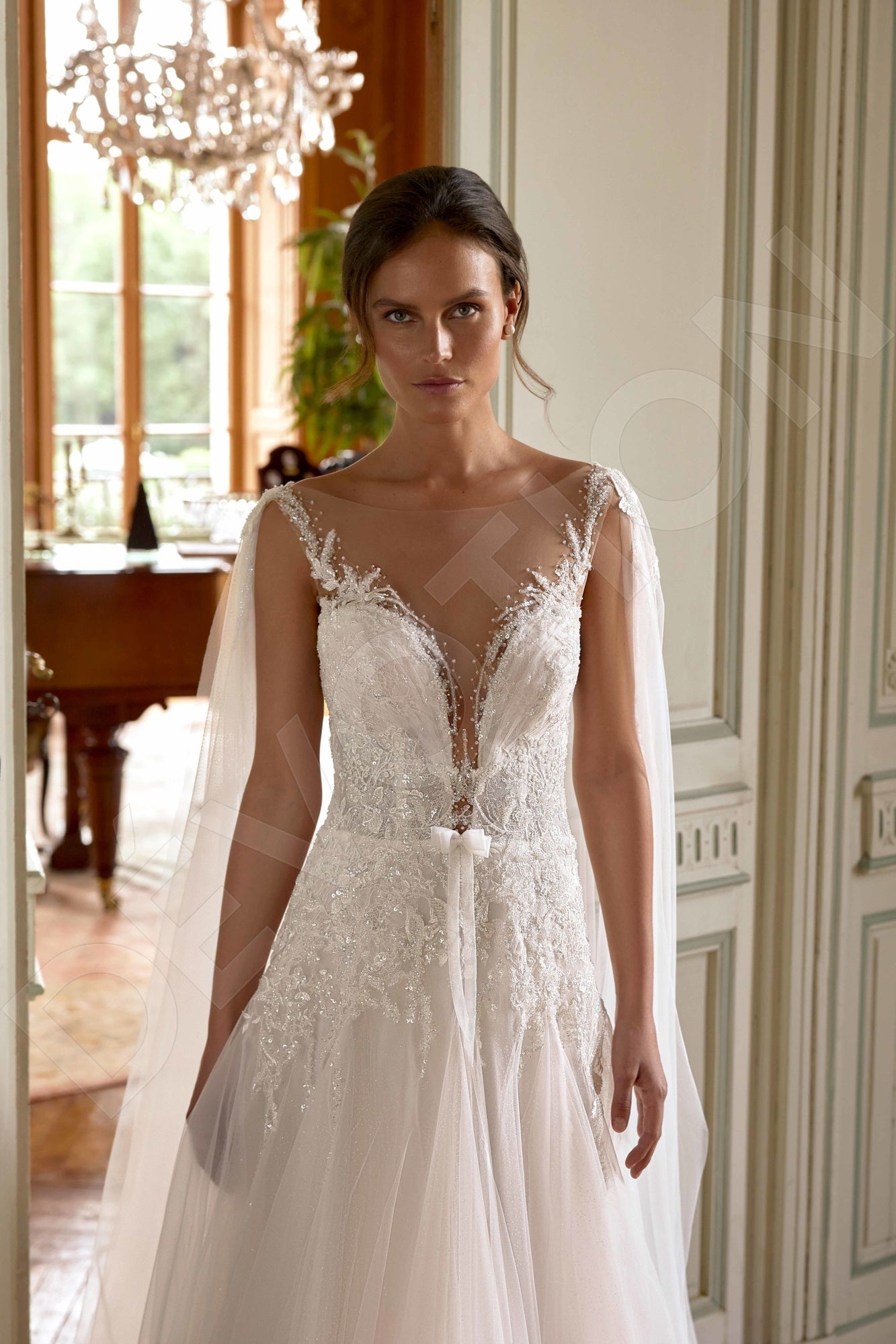 Ecle A-line Illusion Milk Wedding dress