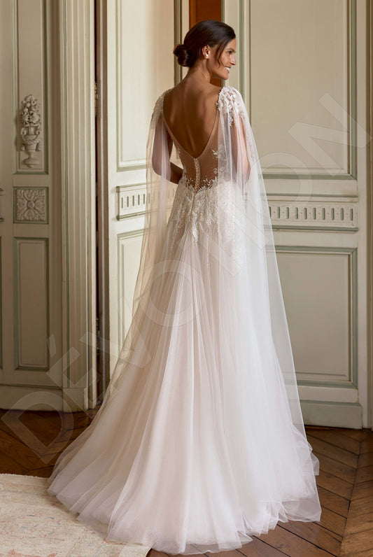 Ecle A-line Illusion Milk Wedding dress