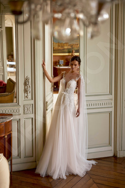 Ecle A-line Illusion Milk Wedding dress