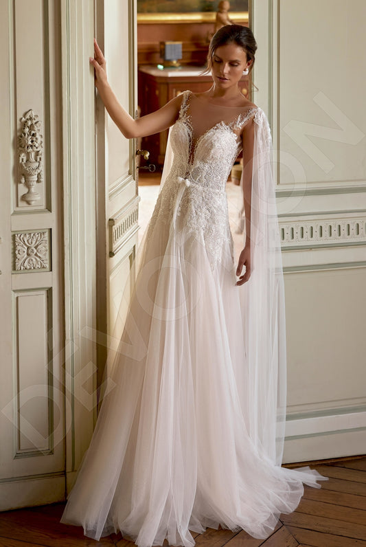 Ecle A-line Illusion Milk Wedding dress