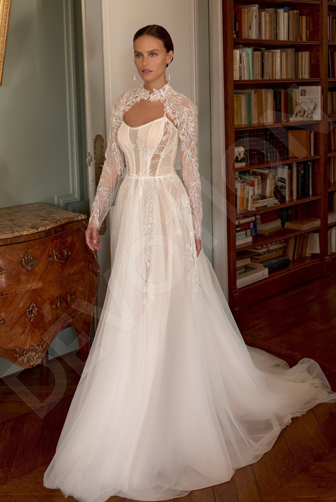 Miala A-line Scoop Milk Wedding dress