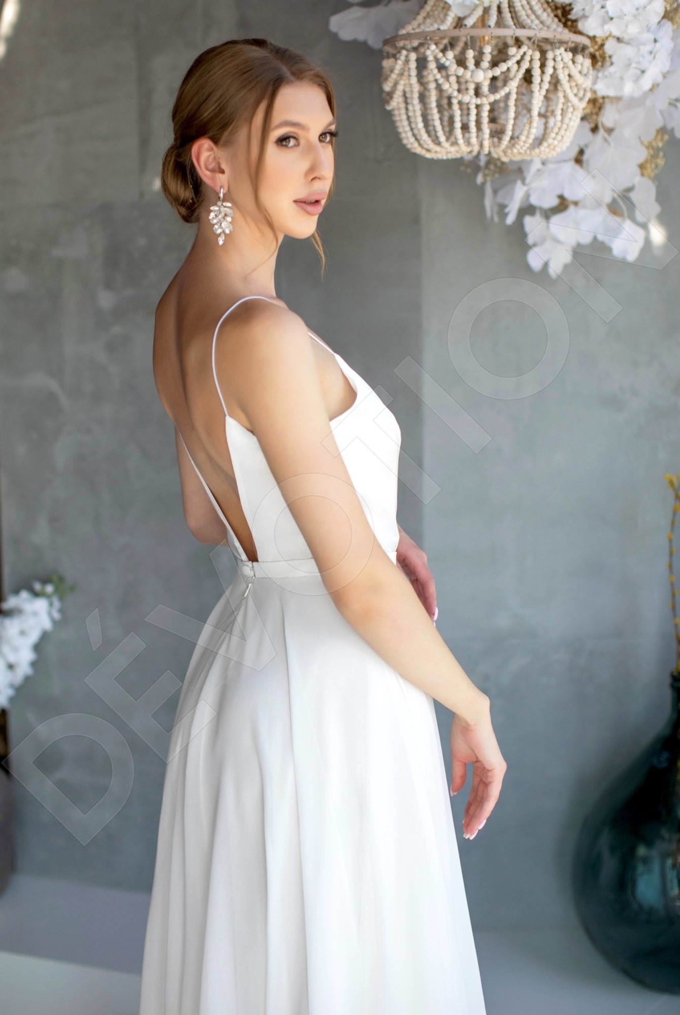 Angely A-line V-neck Milk Wedding dress