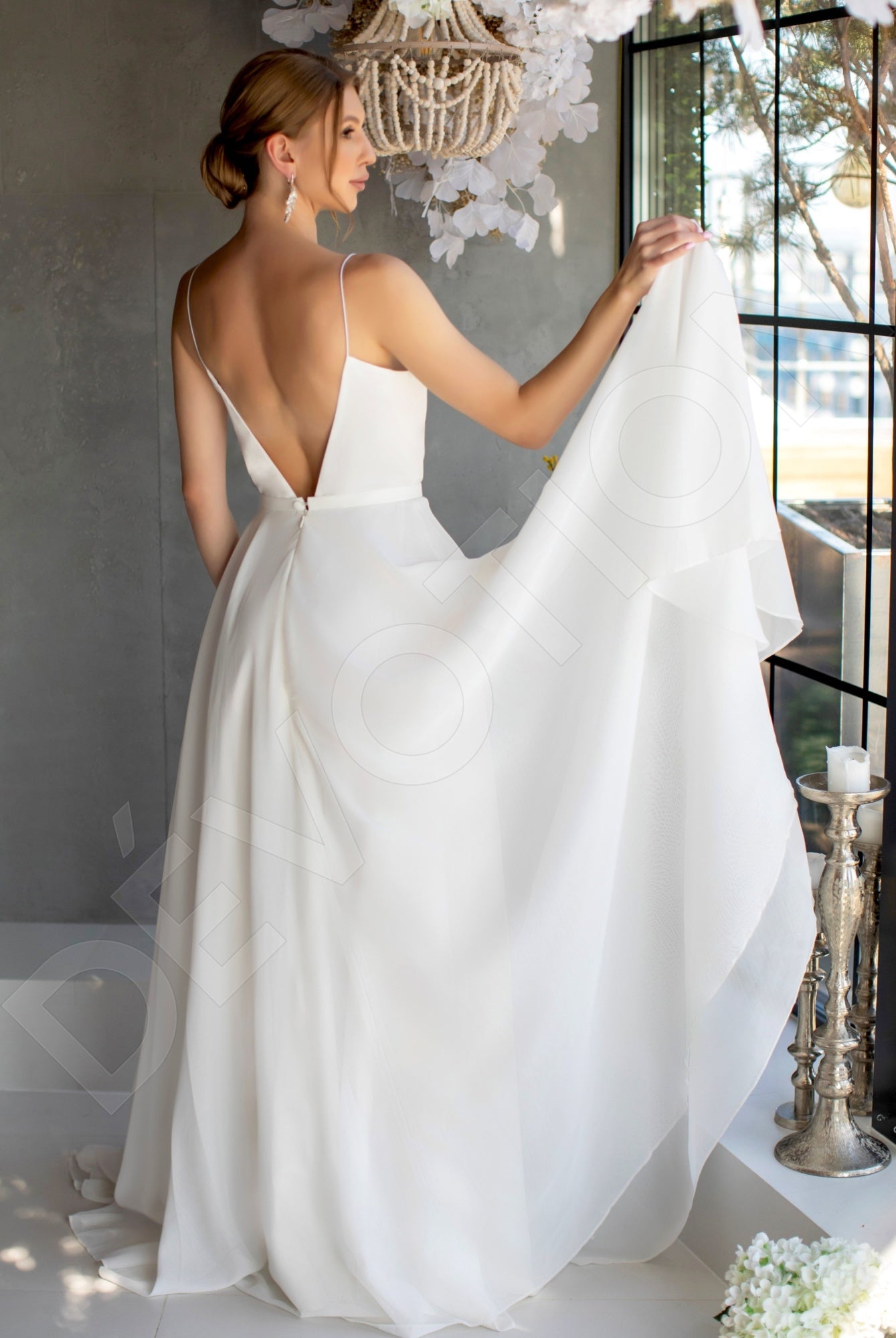 Angely A-line V-neck Milk Wedding dress