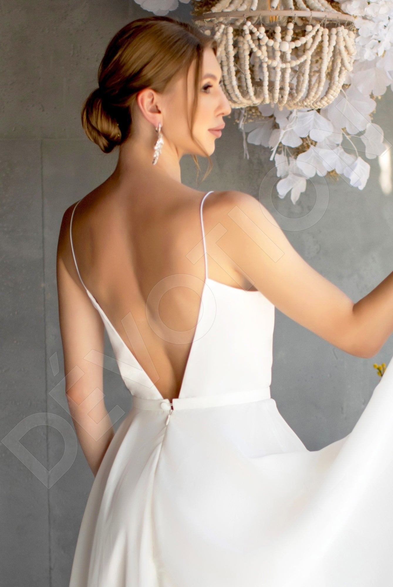 Angely A-line V-neck Milk Wedding dress