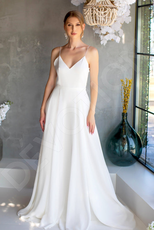 Angely A-line V-neck Milk Wedding dress