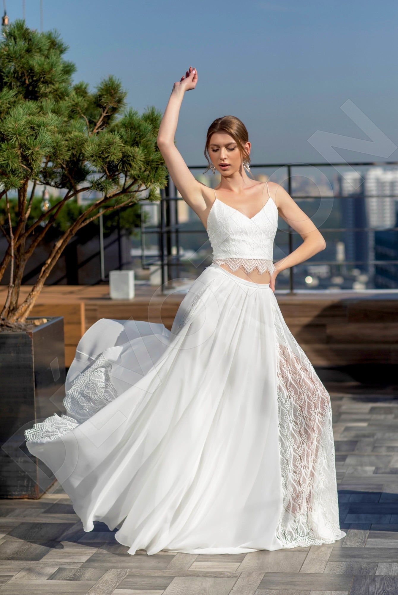 Asiya A-line V-neck Milk Wedding dress