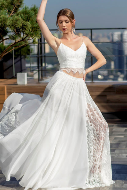 Asiya A-line V-neck Milk Wedding dress