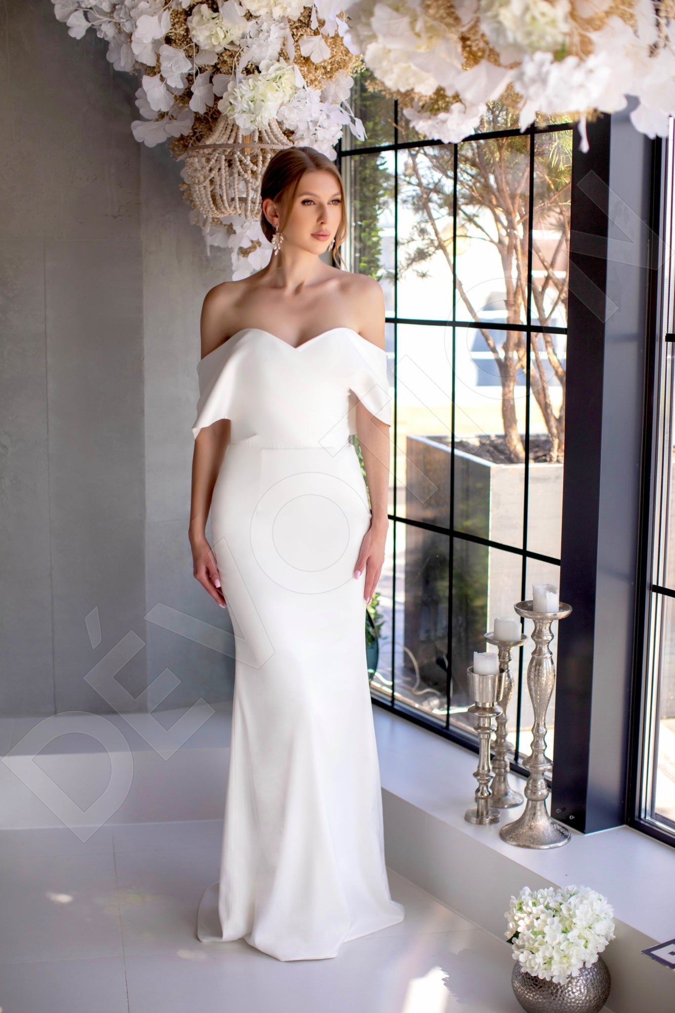 Francese Trumpet/Mermaid Off-shoulder/Drop shoulders Milk Wedding dress