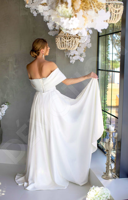 Francese Trumpet/Mermaid Off-shoulder/Drop shoulders Milk Wedding dress