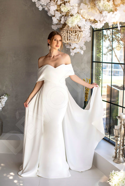 Francese Trumpet/Mermaid Off-shoulder/Drop shoulders Milk Wedding dress