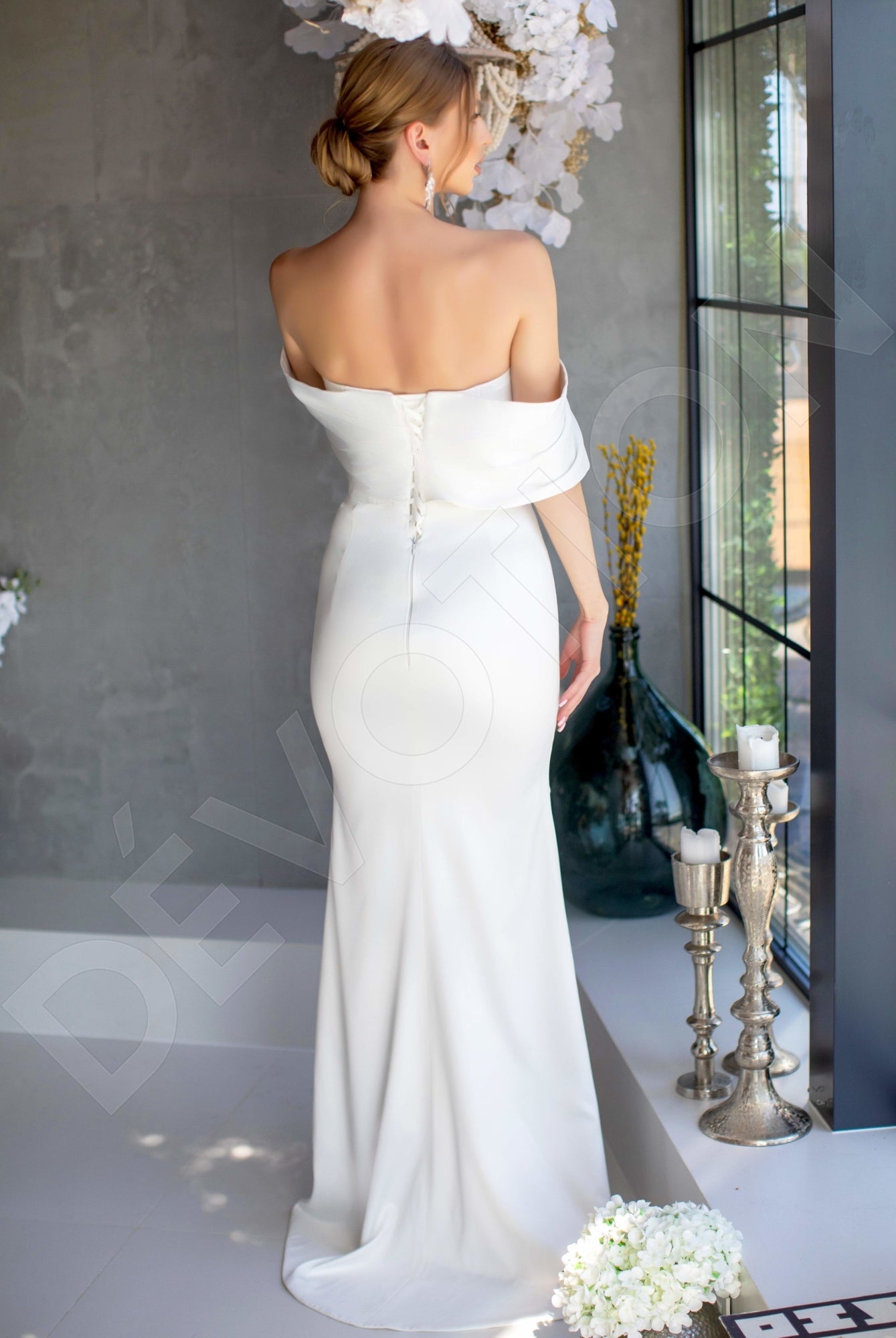 Francese Trumpet/Mermaid Off-shoulder/Drop shoulders Milk Wedding dress