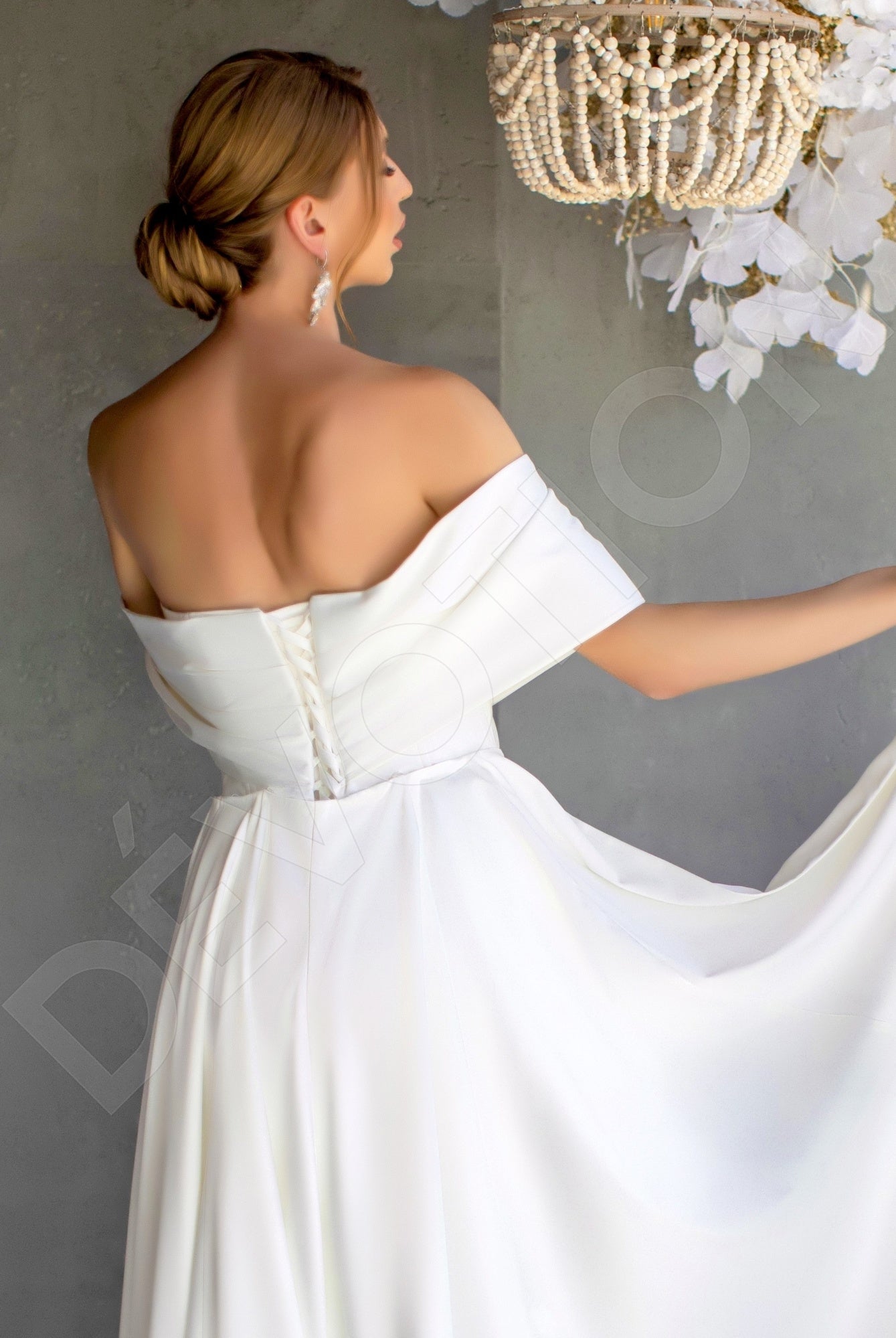 Francese Trumpet/Mermaid Off-shoulder/Drop shoulders Milk Wedding dress