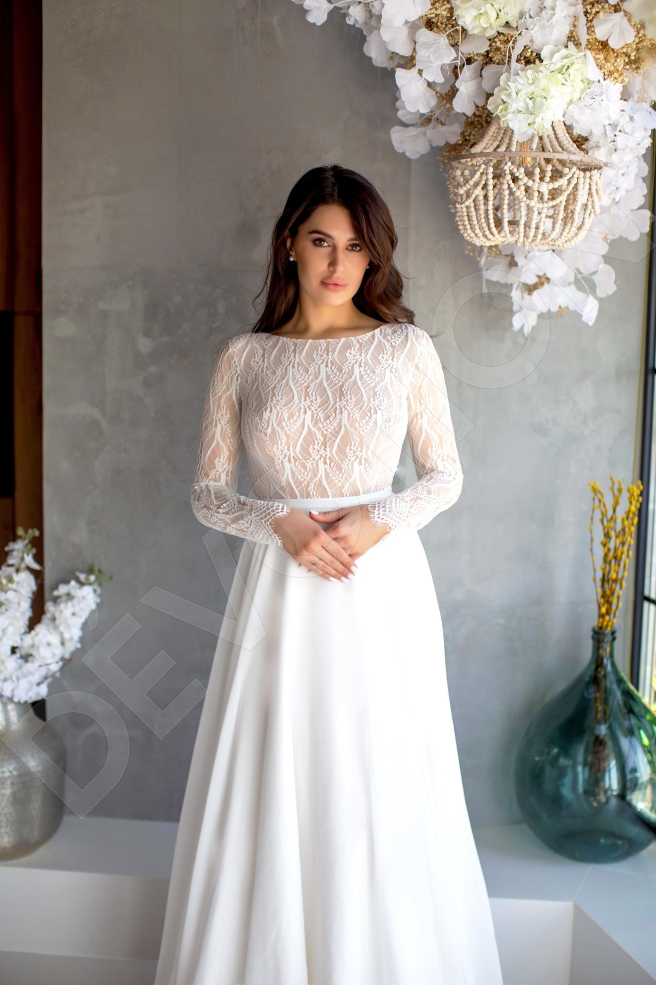 Peytona A-line Boat/Bateau Milk Wedding dress