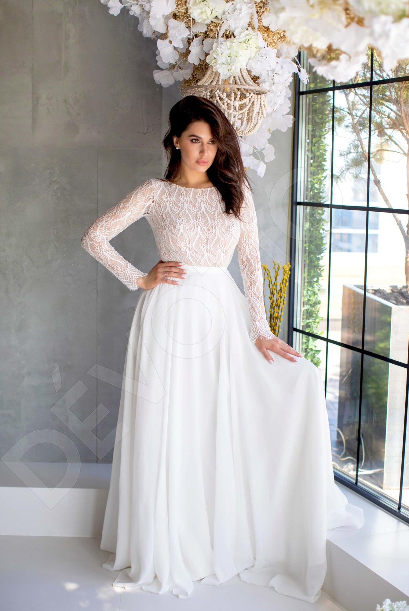 Peytona A-line Boat/Bateau Milk Wedding dress