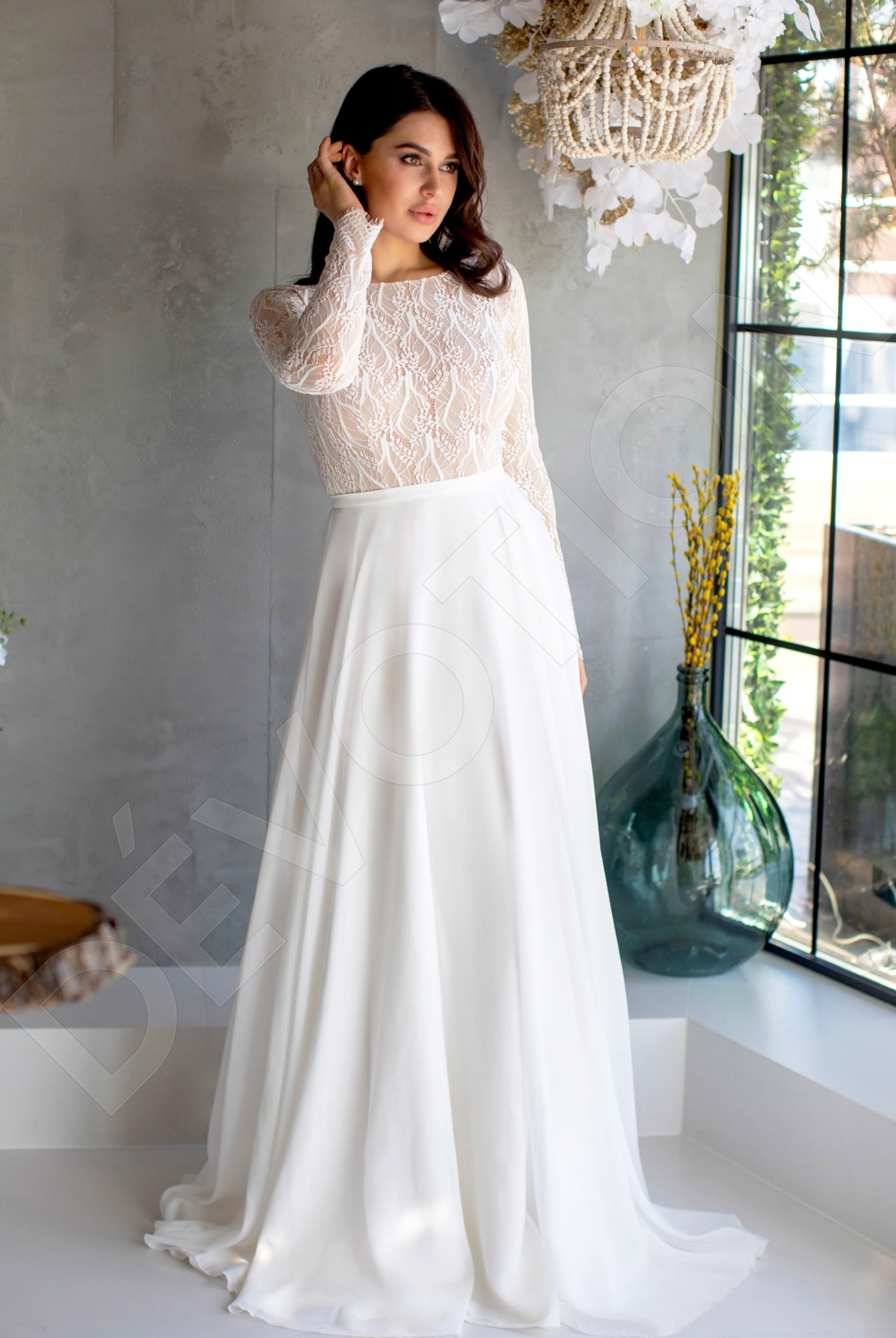 Peytona A-line Boat/Bateau Milk Wedding dress