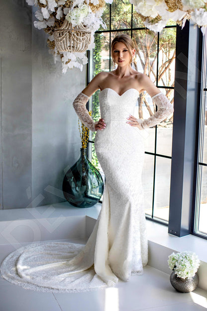 Victory Trumpet/Mermaid Sweetheart Milk Wedding dress