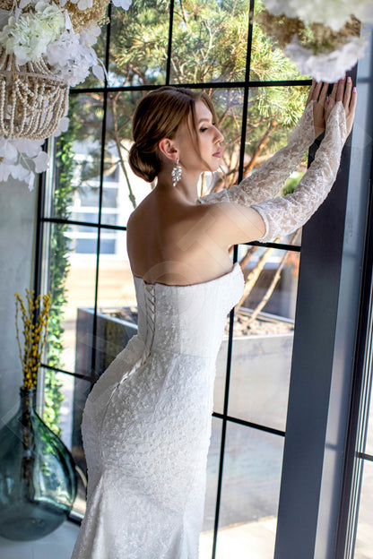 Victory Trumpet/Mermaid Sweetheart Milk Wedding dress