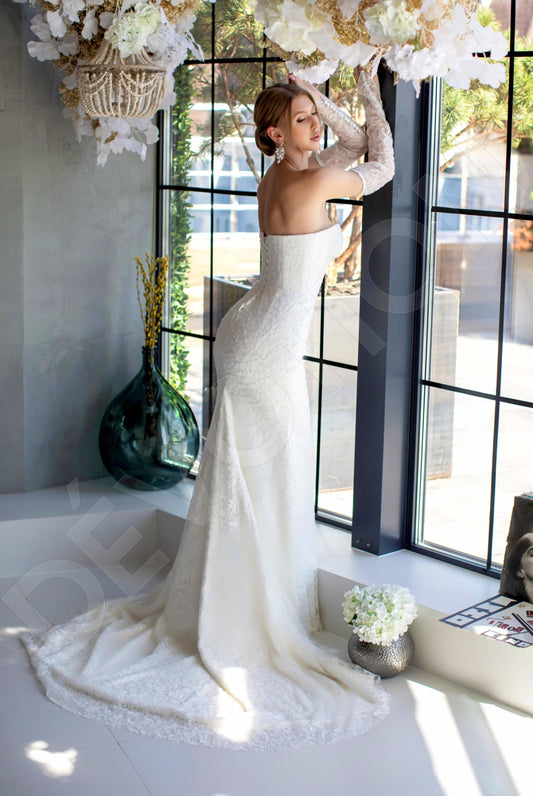 Victory Trumpet/Mermaid Sweetheart Milk Wedding dress