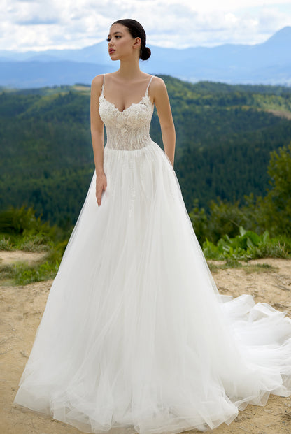 Sandi A-line Sweetheart Milk Wedding dress