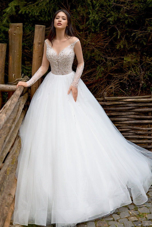 Jelly Princess/Ball Gown Illusion Milk/Nude Wedding dress