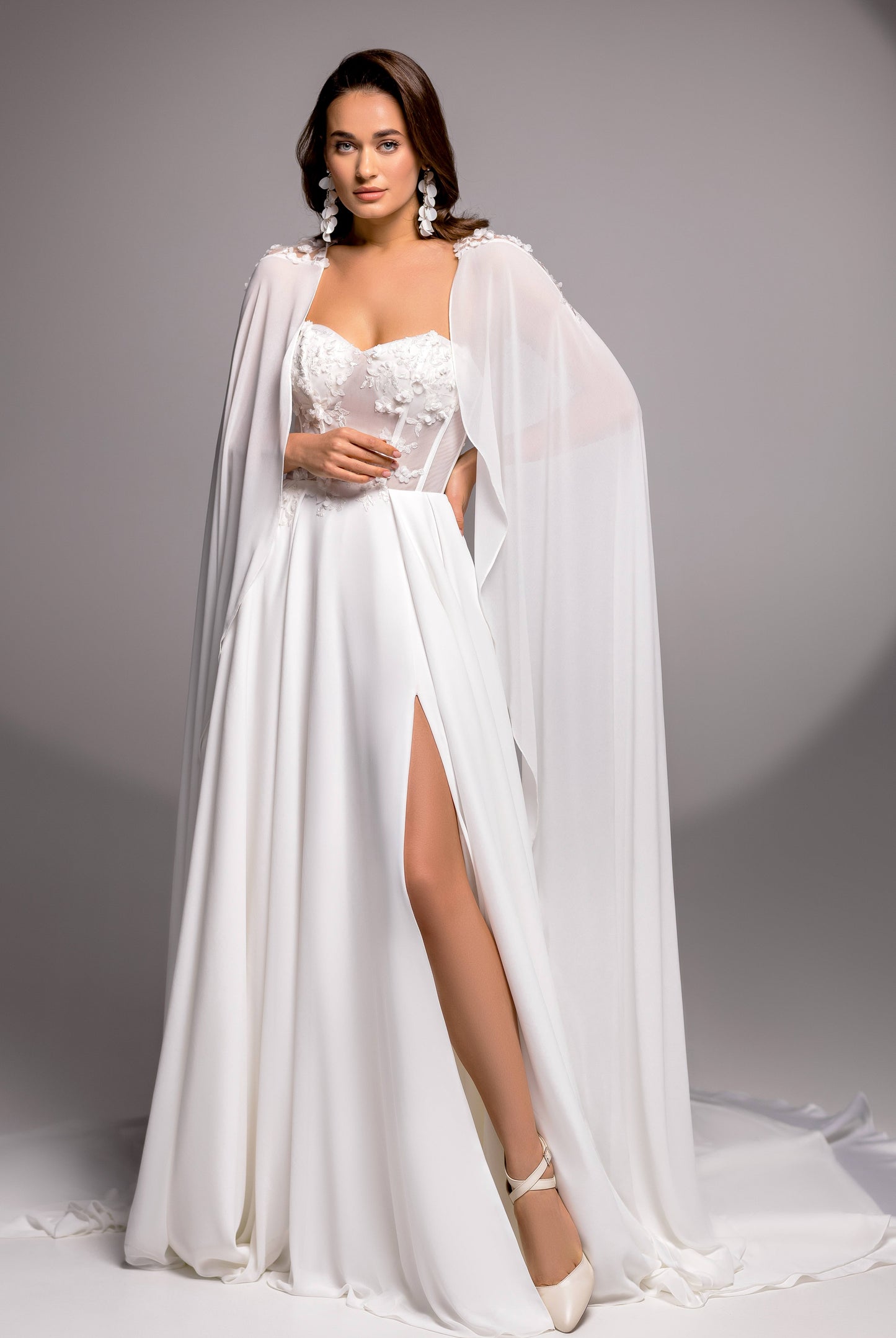 Jae A-line Off-shoulder/Drop shoulders Milk Wedding dress