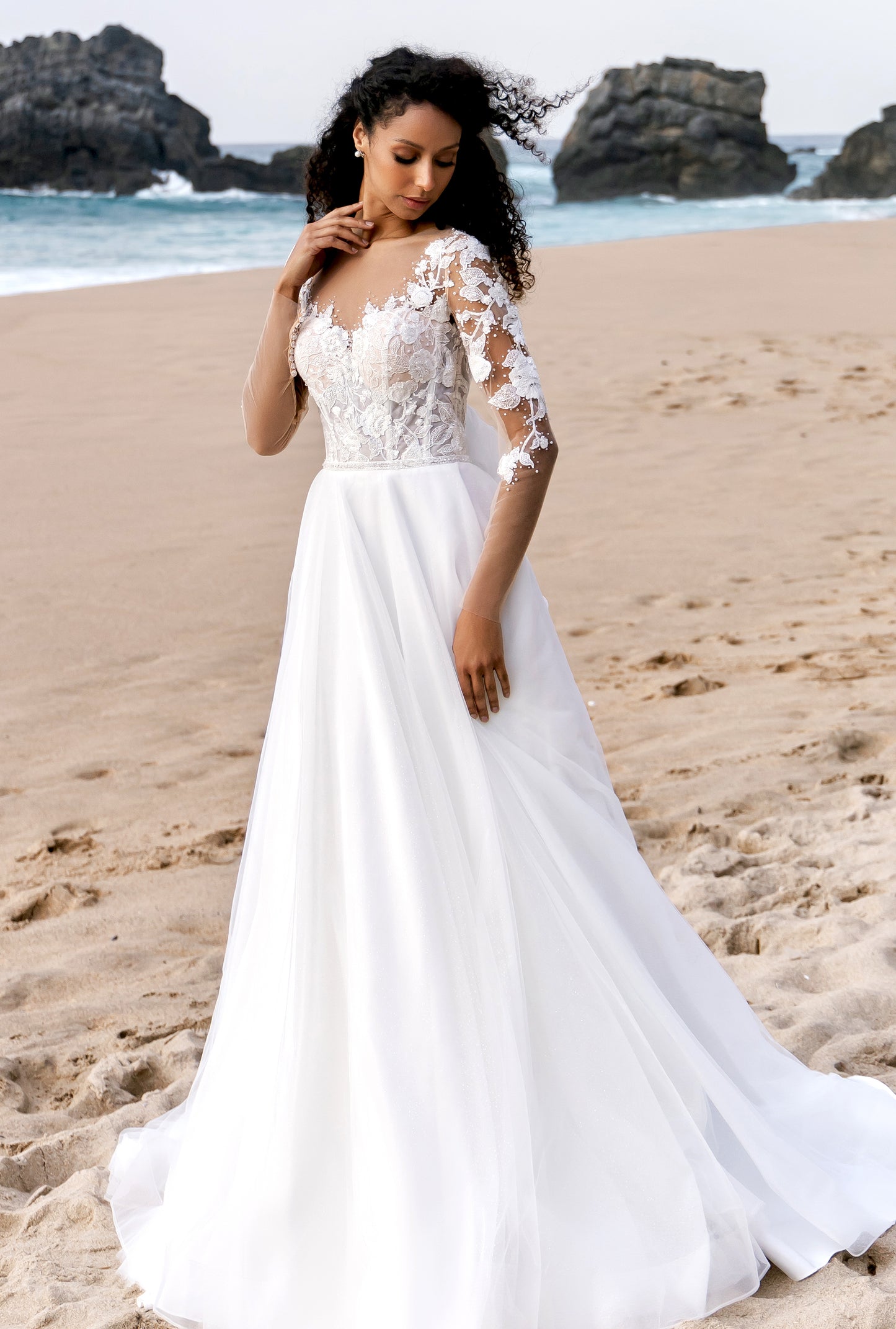 Arian A-line Illusion Milk Wedding dress