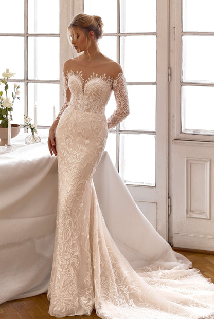 Iriselle Trumpet/Mermaid Illusion Milk/Nude Wedding dress