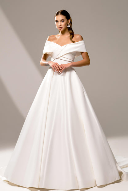 Sonet A-line Off-shoulder/Drop shoulders Milk Wedding dress