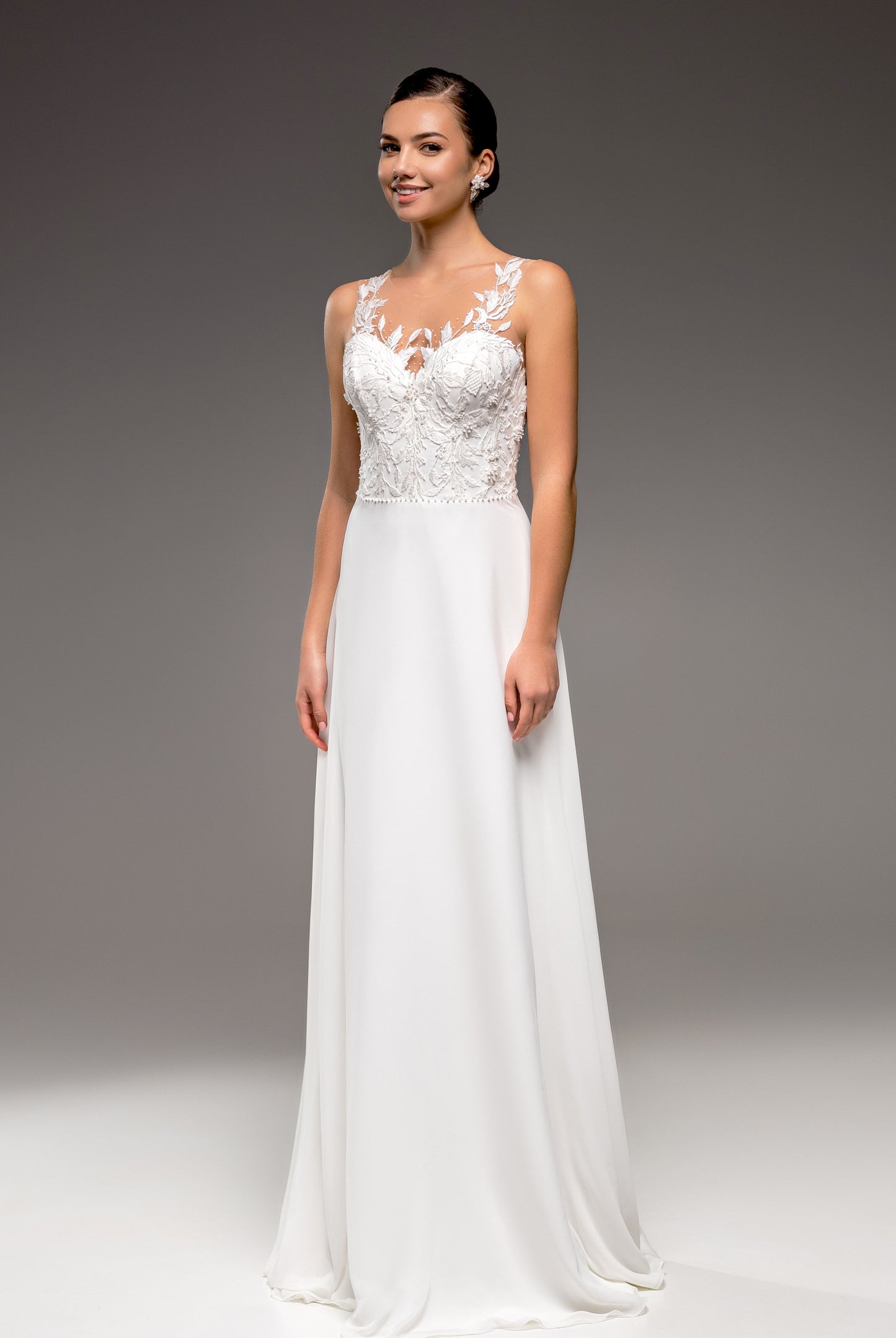 Isla A-line Illusion Milk Wedding dress