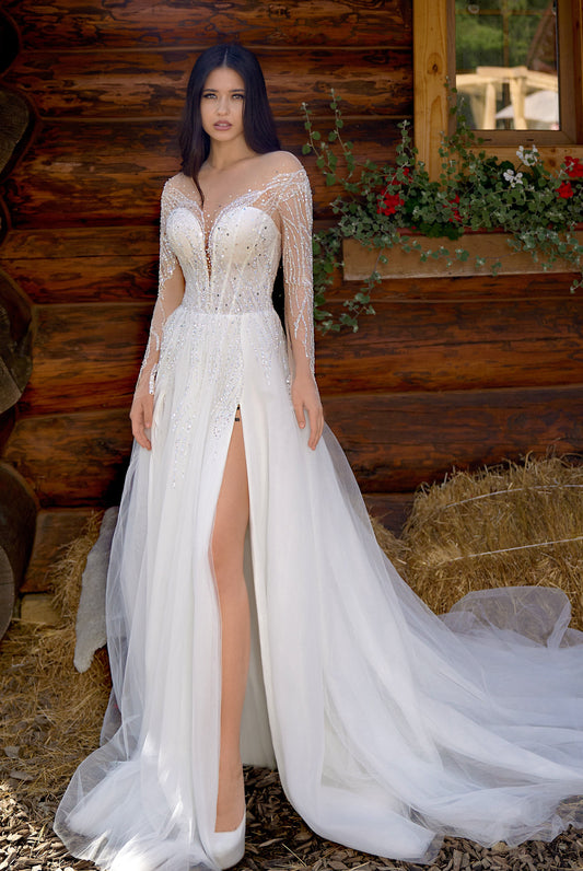 Marietta A-line Illusion Milk Wedding dress