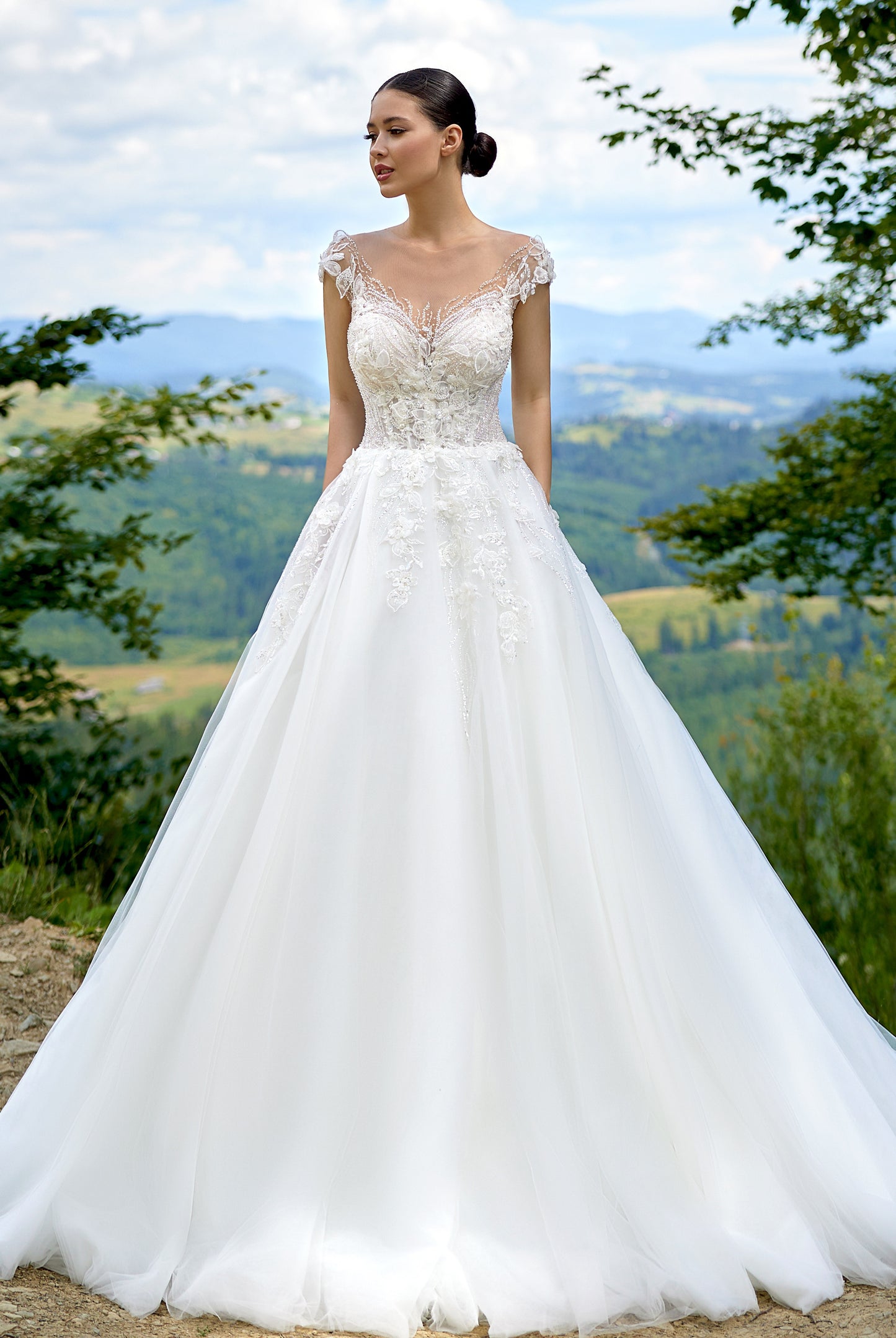 Samira A-line Illusion Milk Wedding dress