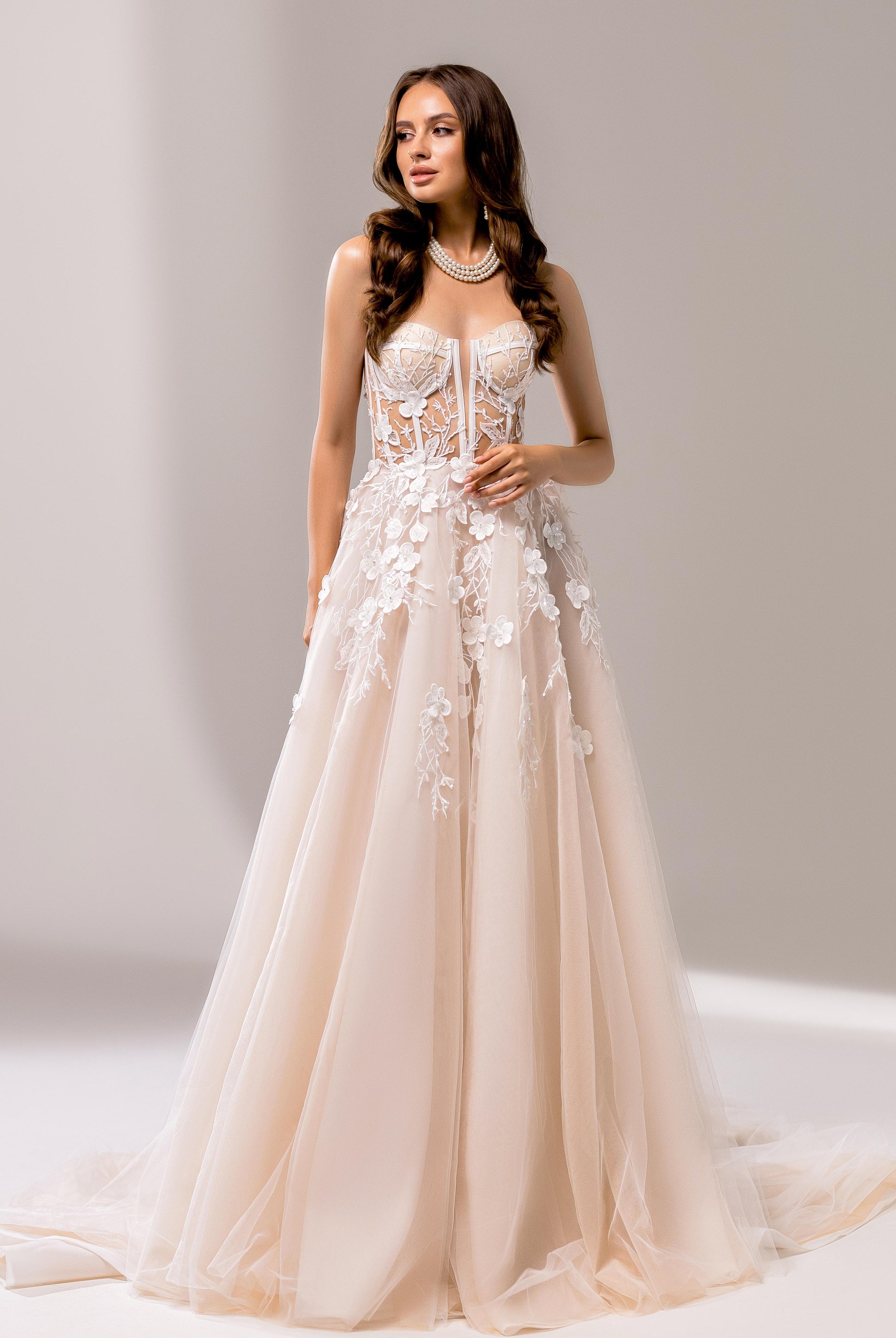 Taya A-line Sweetheart Milk/Nude Wedding dress