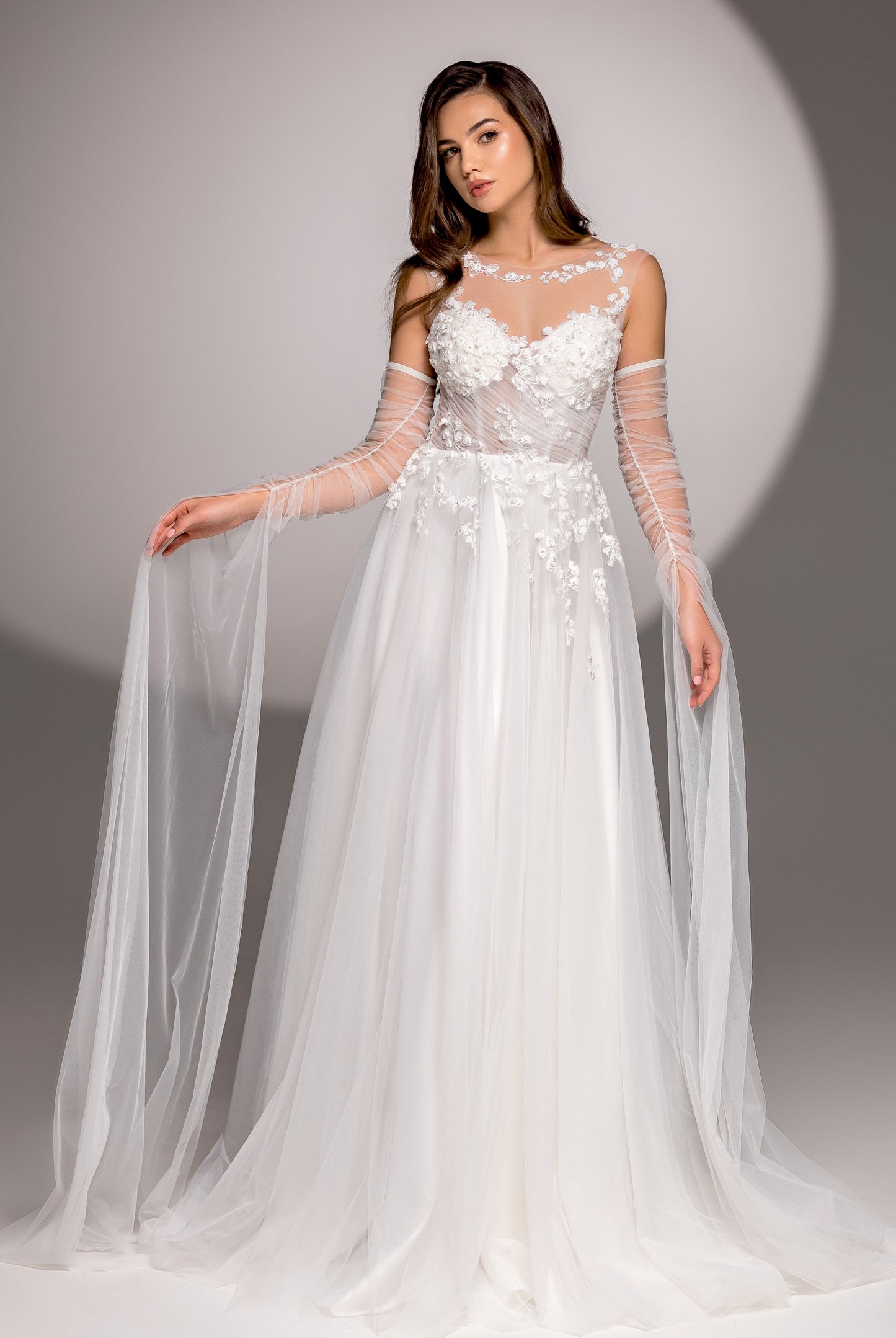 Juliana A-line Boat/Bateau Milk Wedding dress