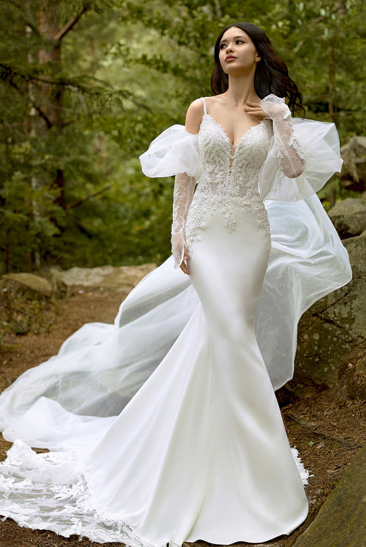 Estelle Trumpet/Mermaid Deep V-neck Milk Wedding dress