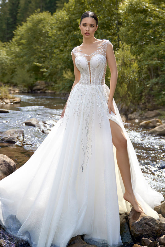 Chelsina A-line Illusion Milk Wedding dress