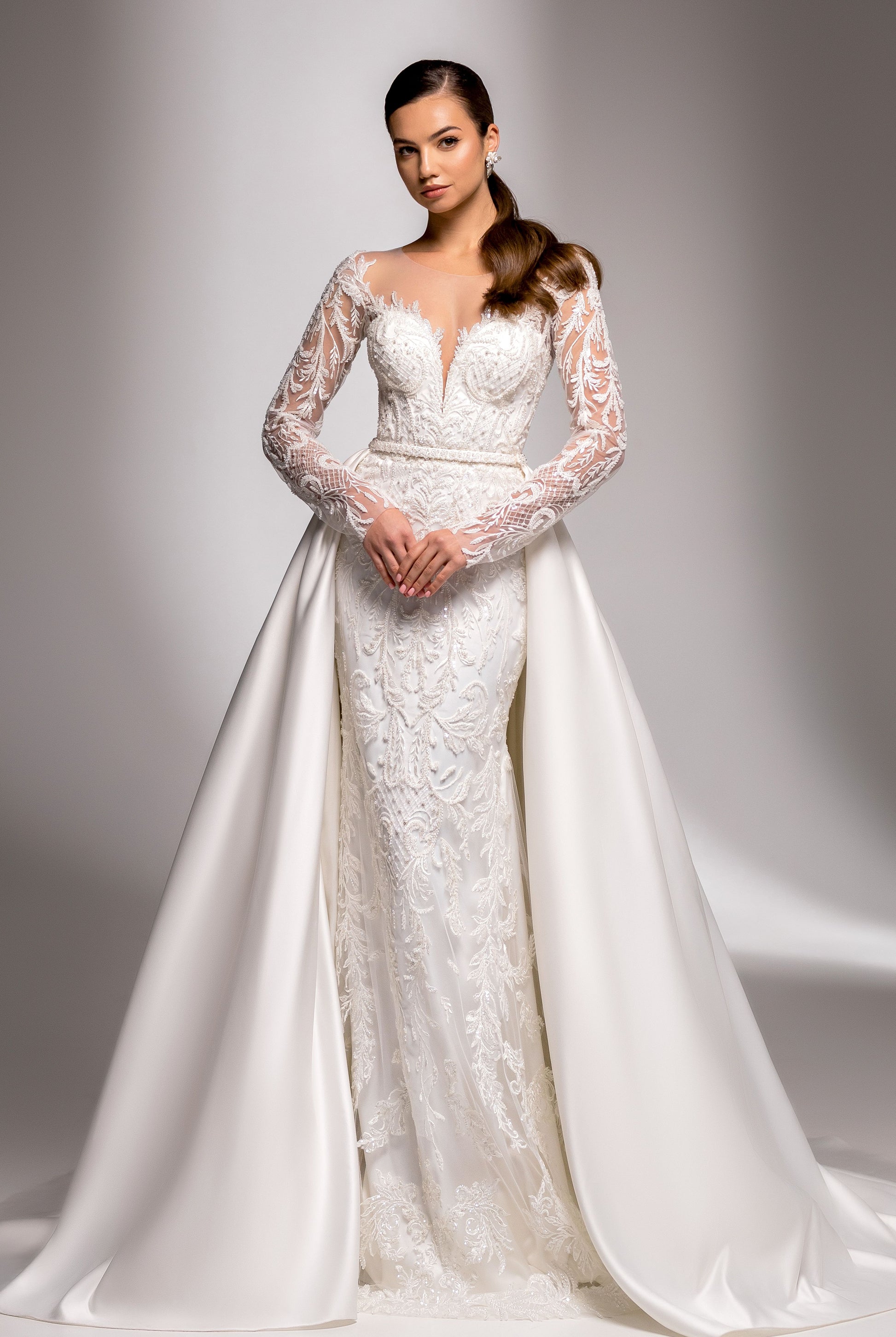 Charisma Trumpet/Mermaid Illusion Milk Wedding dress