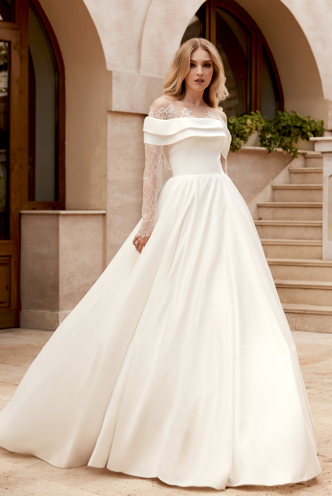 Ramina A-line Illusion Ivory Wedding dress