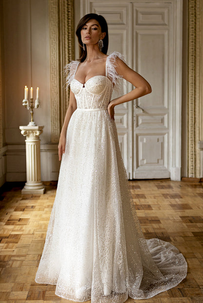 Armeriya A-line Sweetheart Milk Wedding dress