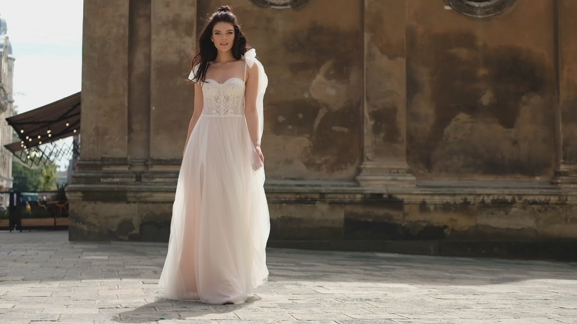 Edeline A-line Sweetheart Milk Nude Wedding dress video