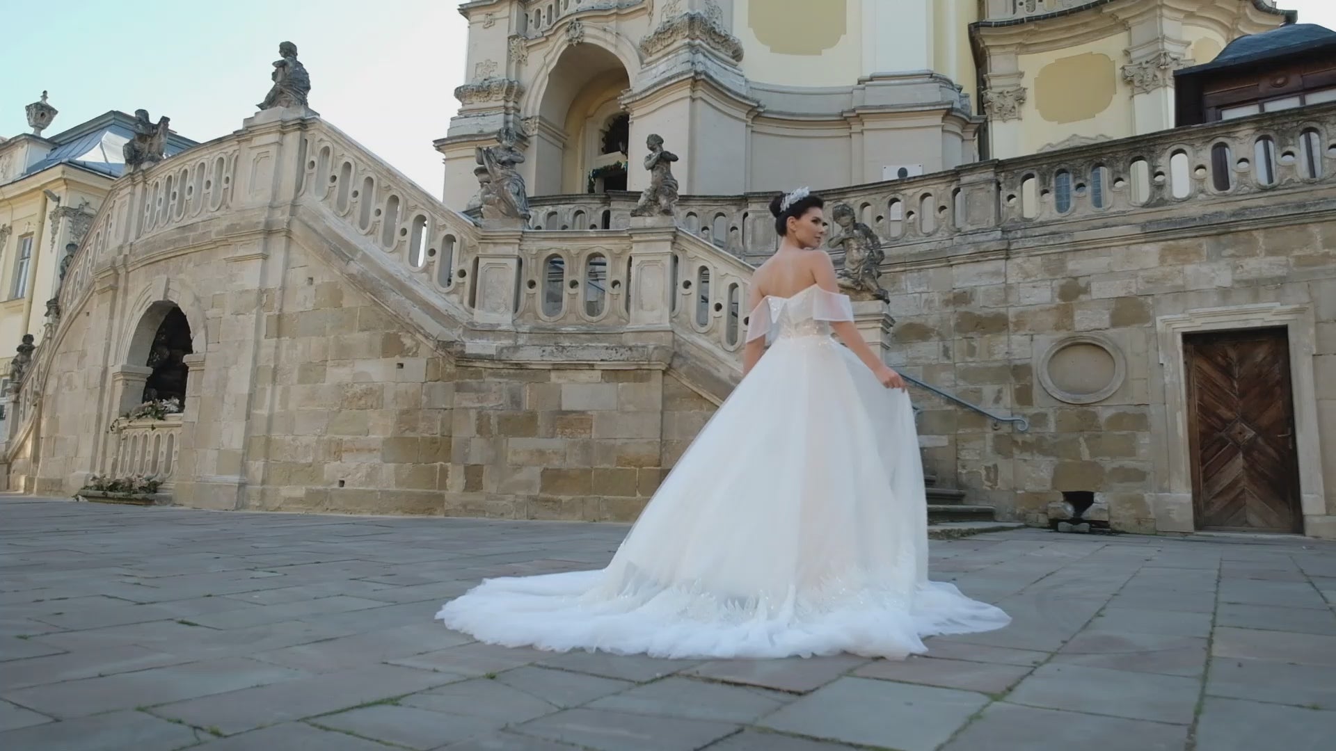 Aile Princess/Ball Gown Off-shoulder/Drop shoulders Milk Peach Wedding dress