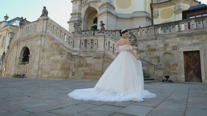 Aile Princess/Ball Gown Off-shoulder/Drop shoulders Milk Peach Wedding dress