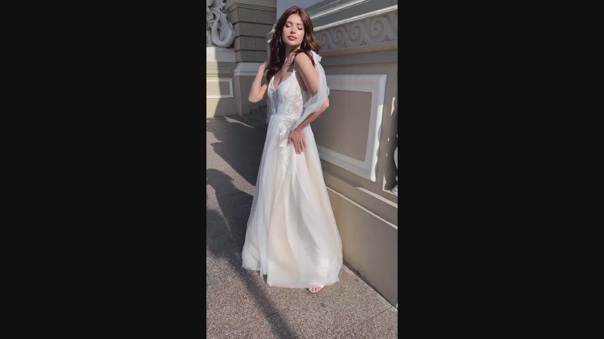 Orfeya A-line V-neck Milk Cappuccino Wedding dress video