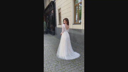 Judy A-line Illusion Ivory Nude Wedding dress