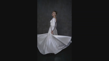 Brigitte A-line Boat/Bateau Ivory Wedding dress